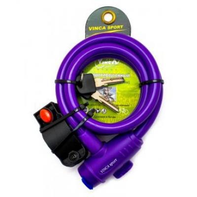 Велозамок 12х1200мм, фиолетовый тросик, Vinca Sport